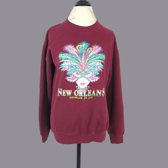 Vintage New Orleans NOLA Sweatshirt Small Jazz Mardi Gras - Picture 1 of 8